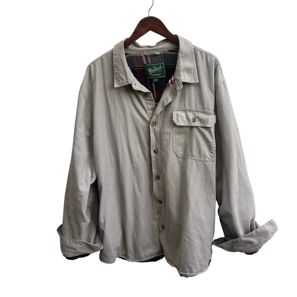 Woolrich Green Label Tan Flannel Lined Shirt Jacket XXL